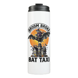 Bouteilles Isothermes Sorcière drôle Halloween Balai Cassé Chauve-souris