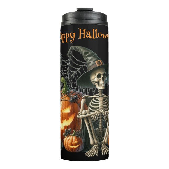 Bouteilles Isothermes Squelette Citrouille Halloween Tumbler thermique (Devant)