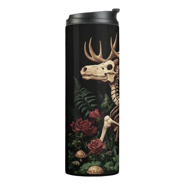 Bouteilles Isothermes Squelette de cerf mystique gothique floral (Tourné sur la gauche)
