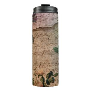 Bouteilles Isothermes Steampunk Torn Rose   Ephémère Vintage en détresse