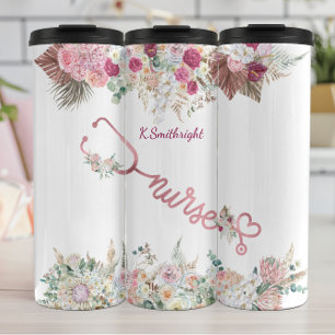 Bouteilles Isothermes Stéthoscope rose Hommage aux infirmières florales