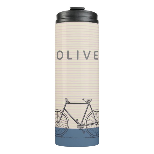 Bouteilles Isothermes Style Bike Dessin Blush et bleu Personnalisé (Devant)