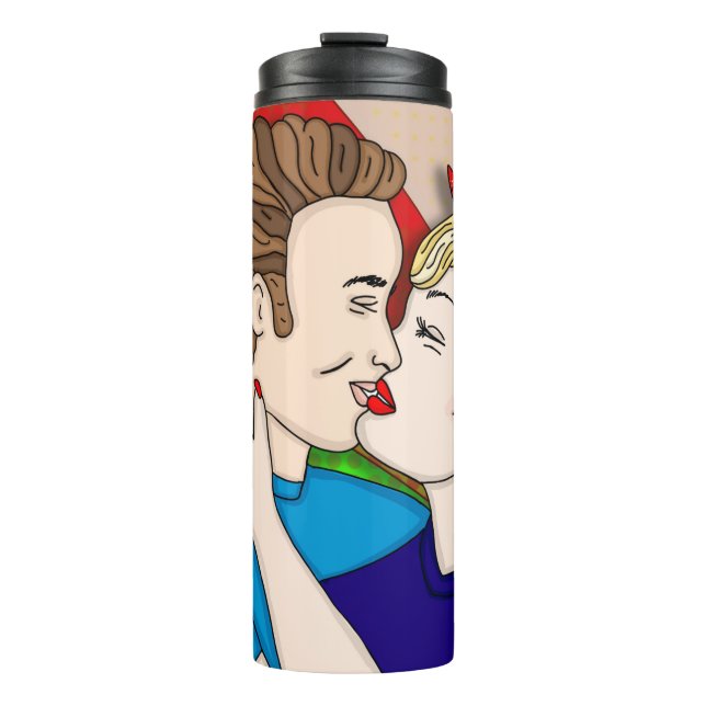 Bouteilles Isothermes Style Pop Art Couple Kissing 1950 (Devant)