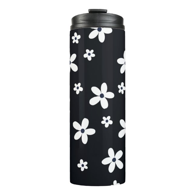 Bouteilles Isothermes Summer Boho Black White Daisy Flowers (Devant)