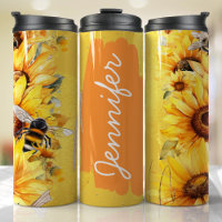 Sunflower Bee Ajouter un nom Cadeau personnalisé