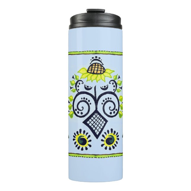 Bouteilles Isothermes Sunflower Folk Motif par Alexandra Cook (Devant)