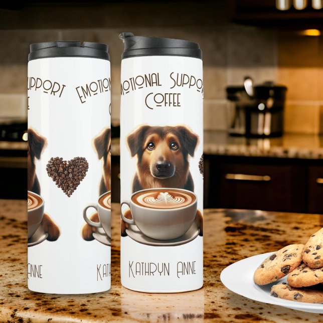 Bouteilles Isothermes Support Émotionnel Café Cute Mocha (Caffeinated Thermal Tumbler for Coffee Lovers "Emotional Support Coffee" Gift)