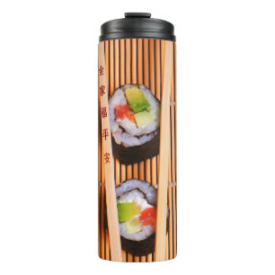 Bouteilles Isothermes Sushi et baguettes en bois