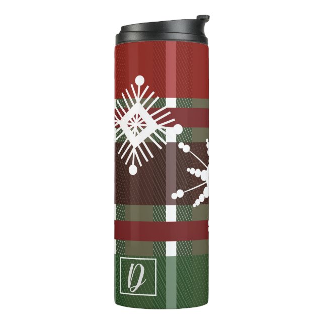Bouteilles Isothermes Sweat de vin Plaid initial Flocon de neige Noël (Tourné sur la gauche)