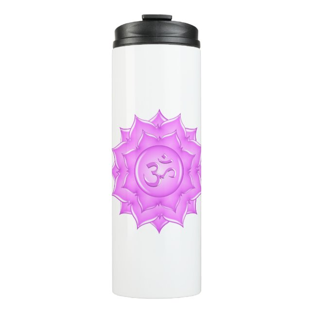 Bouteilles Isothermes Symbole de l'Om de Lotus en verre rose Dessin (Devant)