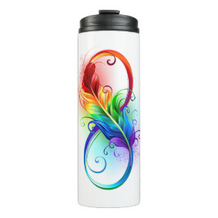 Bouteilles Isothermes Symbole d'infini avec plume arc-en-ciel