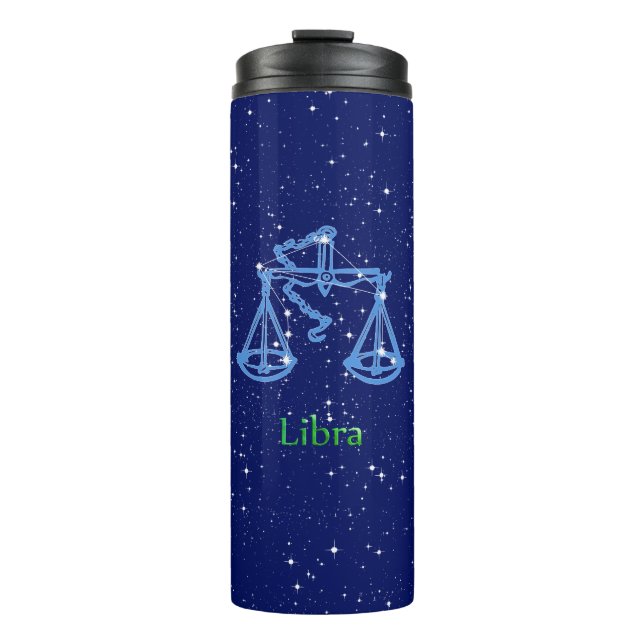 Bouteilles Isothermes Symbole Libra Constellation et Zodiac avec étoiles (Devant)