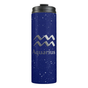 Bouteilles Isothermes Symbole zodiaque pour Aquarius sur le bleu profond