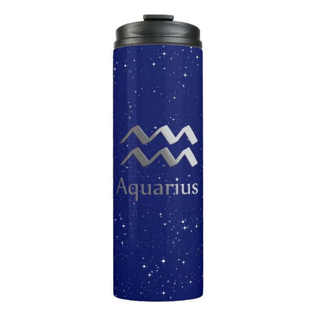 Bouteilles Isothermes Symbole zodiaque pour Aquarius sur le bleu profond (Devant)
