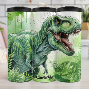 Bouteilles Isothermes T-Rex Jungle Vert Aquarelle Rugissement