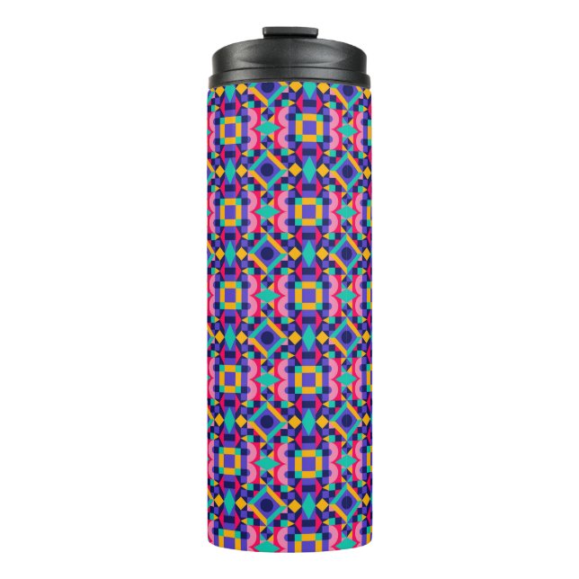 Bouteilles Isothermes Tall travel mug with a vibrant geometric pattern (Devant)