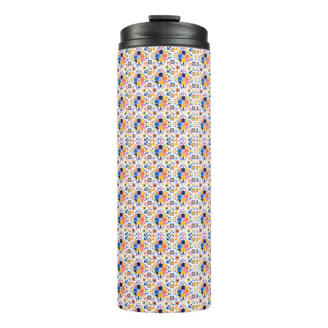 Bouteilles Isothermes Tall travel mug with a vibrant, geometric pattern  (Devant)