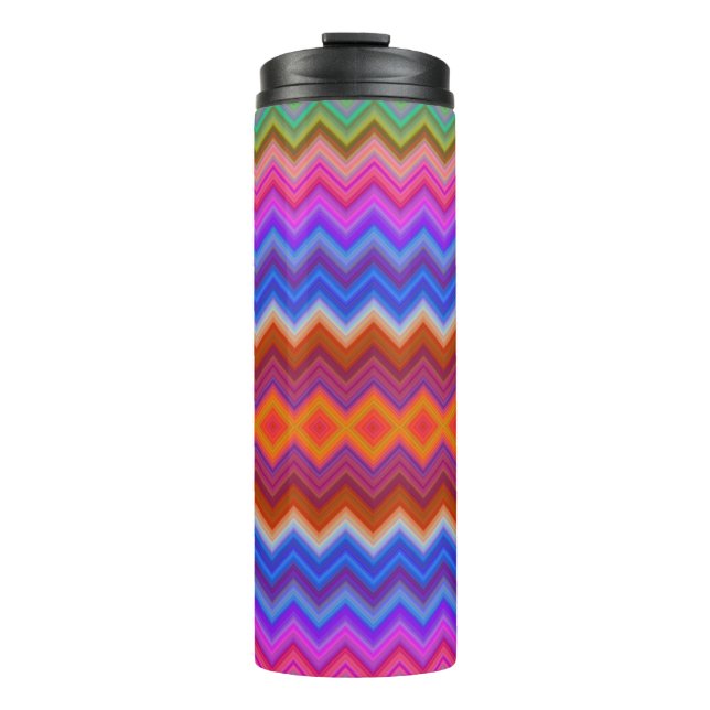 Bouteilles Isothermes Tall travel mug with a vibrant zigzag pattern  (Devant)