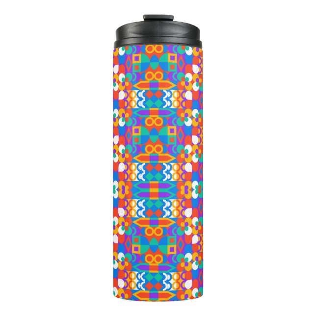 Bouteilles Isothermes Tall travel mug with a vivid geometric pattern (Devant)