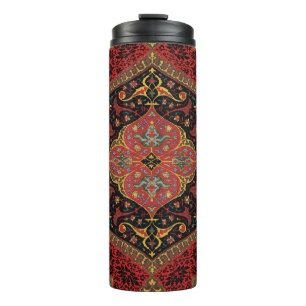 Bouteilles Isothermes Tapis persan vintage motif rouge vert arabesque