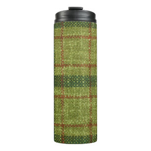 Bouteilles Isothermes Tartan de Noël rouge et vert.