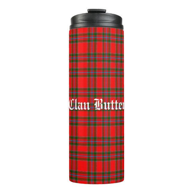 Bouteilles Isothermes Tartan du beurre de clan et texte personnalisé (Devant)