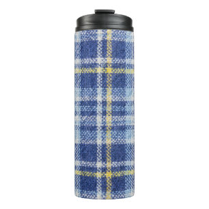 Bouteilles Isothermes Tartan jaune bleu : Plaid tendance