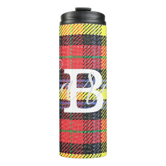 Bouteilles Isothermes Tartan jaune et rouge À damiers Nom du monogramme