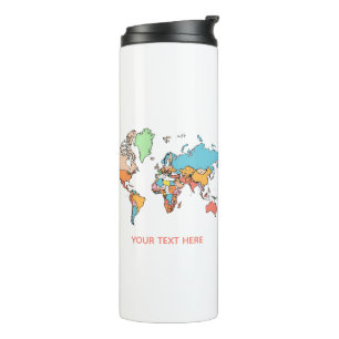 Bouteilles Isothermes Tasse de café personnalisée avec carte du monde co