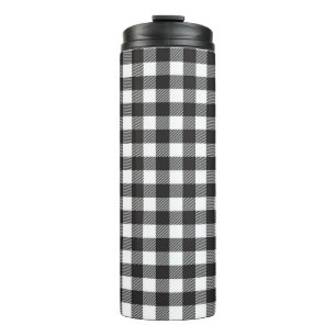 Bouteilles Isothermes Tasse de voyage à carreaux de buffle noir et blanc