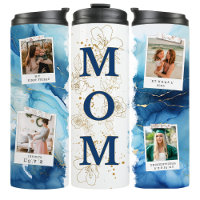 Tasse de voyage en marbre Navy pour photo de maman