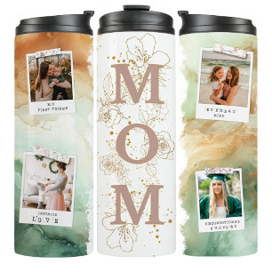 Bouteilles Isothermes Tasse de voyage maman photo café aquarelle