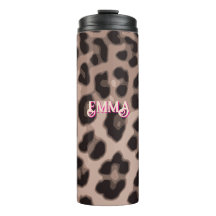 Tasse thermique à impression léopard personnalisée