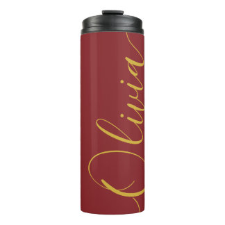 Bouteilles Isothermes Tasse Thermique Burgundy Olivia Nom Écriture Dorée