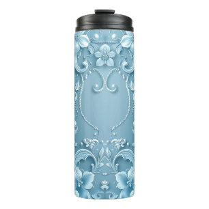 Bouteilles Isothermes Tasse thermique florale décorative bleue