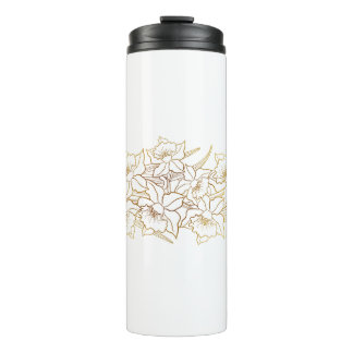 Bouteilles Isothermes Tasse Thermique Florale en Or Blanc