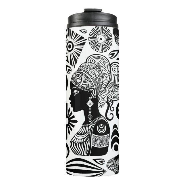Bouteilles Isothermes Tatouage Tribal Portrait de Fille Africaine (Devant)