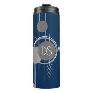 Bouteilles Isothermes Tattoos Line Art Abstrait Marine bleu gris perso