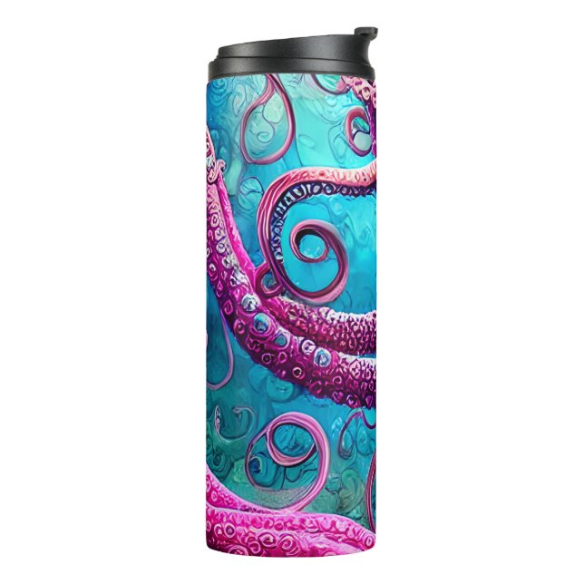 Bouteilles Isothermes Tentacles Kraken Octopus rose (Tourné sur la gauche)