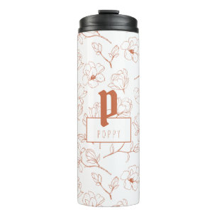 Bouteilles Isothermes Terracotta Floral Monogramme Nom Paruline Thermiqu