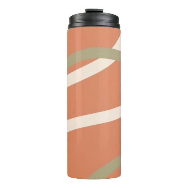 Bouteilles Isothermes Terracotta Linework Pattern | Cream & Olive  (Devant)