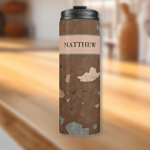 Bouteilles Isothermes Terrazzo motif Tons Terre & Brun foncé 16oz