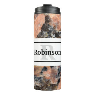Bouteilles Isothermes Texture rocheuse en granit rose avec nom et monogr