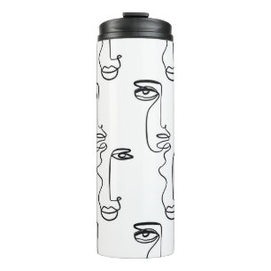 Bouteilles Isothermes Texture with abstract faces. One continuous line p