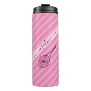 Bouteilles Isothermes Thème de tennis rose moderne Nom de calligraphie