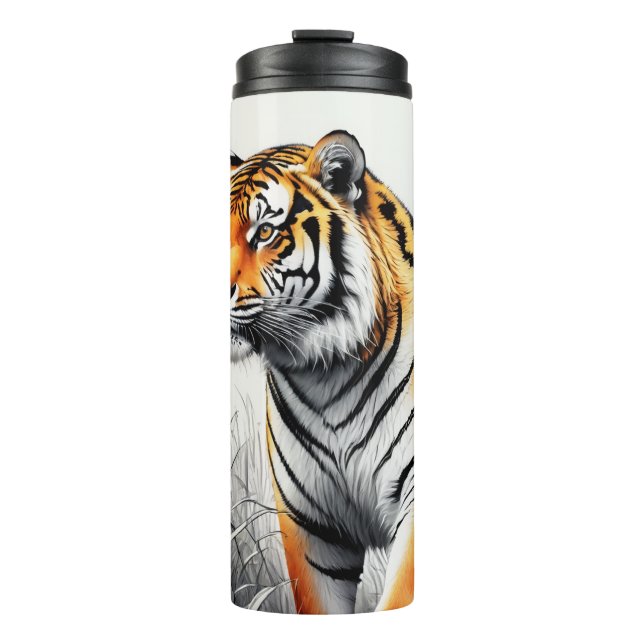 Bouteilles Isothermes Tiger Art Color Partiel noir blanc dessin (Devant)