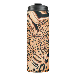 Bouteilles Isothermes Tigre, léopard et jaguar sans joint. Textu sans co