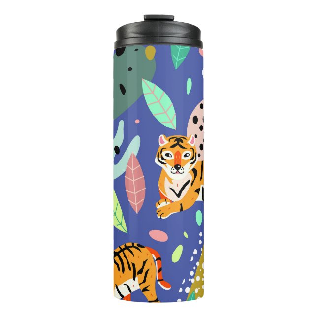 Bouteilles Isothermes Tigres exotiques : Motif géométrique tendance. (Devant)
