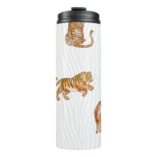 Bouteilles Isothermes Tigres sauvages : Motif d'animaux d'aquarelle. (Devant)