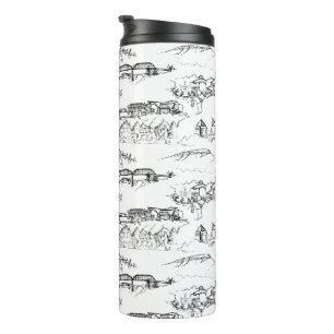 Bouteilles Isothermes Toile Chattanooga noir et blanc